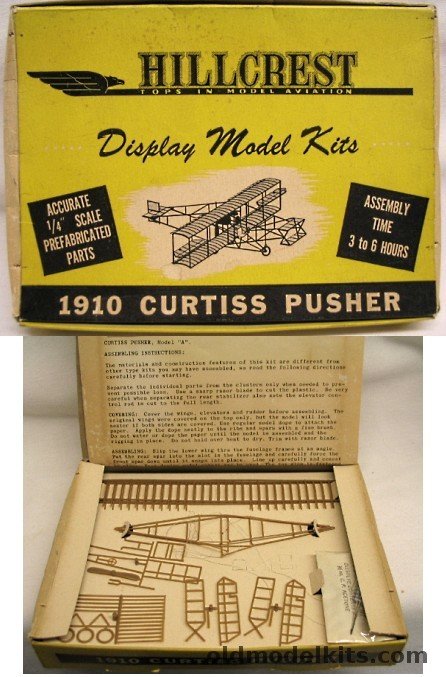 Hillcrest 1/48 1910 Curtiss Pusher Model A plastic model kit